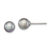 Quality Gold Sterling Silver 7-8mm Grey FW Cultured Round Pearl Stud Earrings