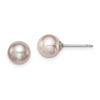 Quality Gold Sterling Silver 7-8mm Purple FW Cultured Round Pearl Stud Earrings