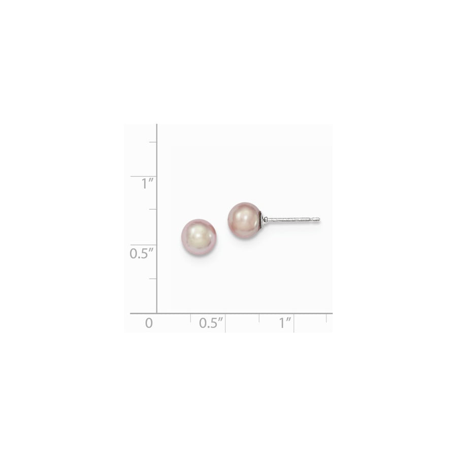 Quality Gold Sterling Silver 8-9mm Purple FW Cultured Round Pearl Stud Earrings