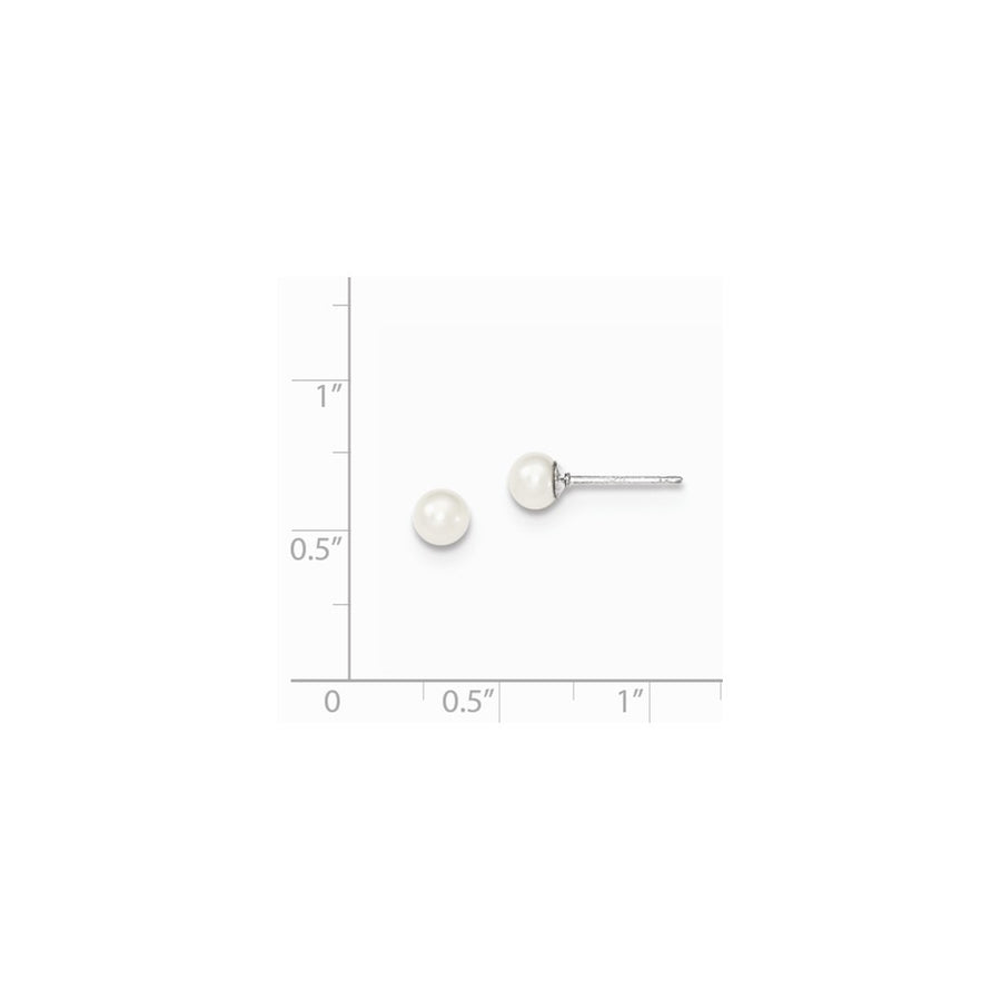 Quality Gold Sterling Silver 4-5mm White FW Cultured Round Pearl Stud Earrings