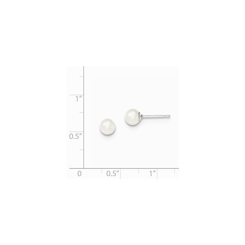 Quality Gold Sterling Silver 5-6mm White FW Cultured Round Pearl Stud Earrings