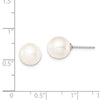 Quality Gold Sterling Silver 9-10mm White FW Cultured Round Pearl Stud Earrings