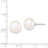 Quality Gold Sterling Silver 10-11mm White FW Cultured Round Pearl Stud Earrings