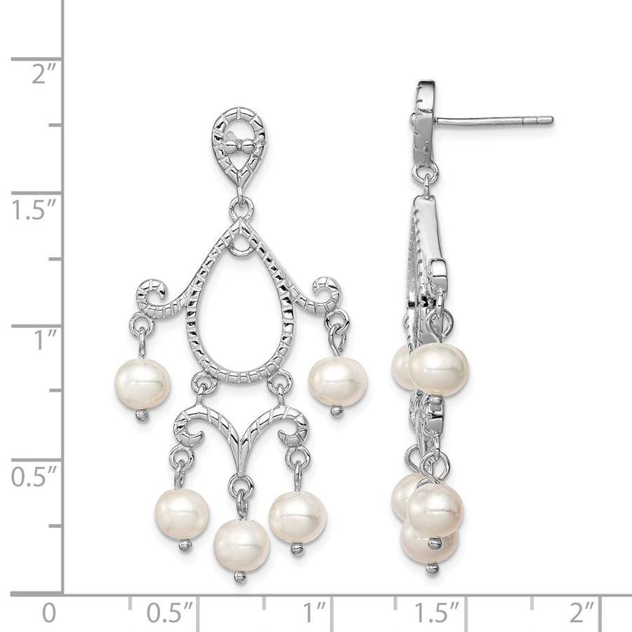 Quality Gold Sterling Silver Rhodium 5-6mm White FWC Pearl Post Dangle Earrings