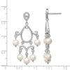 Quality Gold Sterling Silver Rhodium 5-6mm White FWC Pearl Post Dangle Earrings