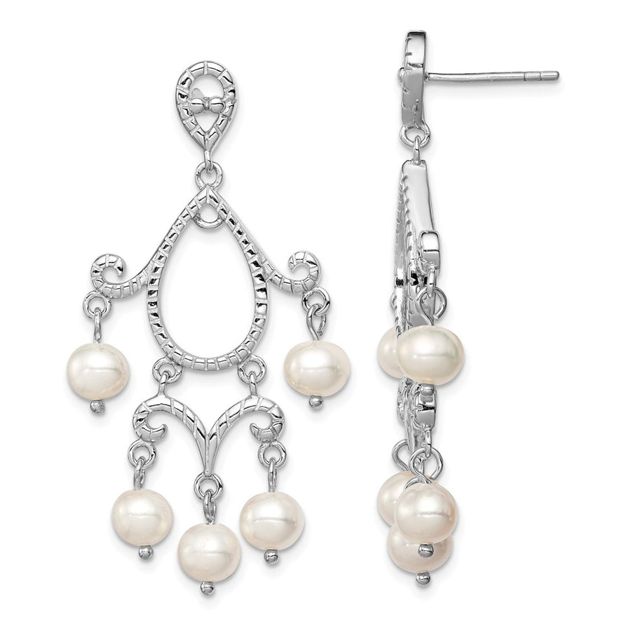 Quality Gold Sterling Silver Rhodium 5-6mm White FWC Pearl Post Dangle Earrings