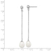 Quality Gold Sterling Silver Rhodium-plated 7-8mm White FWC Pearl Post Dangle Earrings