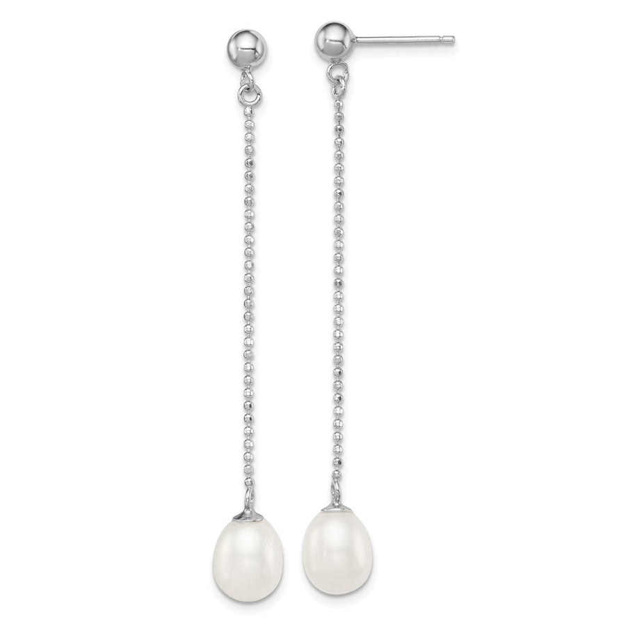 Quality Gold Sterling Silver Rhodium-plated 7-8mm White FWC Pearl Post Dangle Earrings