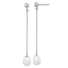 Quality Gold Sterling Silver Rhodium-plated 7-8mm White FWC Pearl Post Dangle Earrings