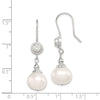 Quality Gold Sterling Silver CZ FW Cultured Pearl Dangle Earrings