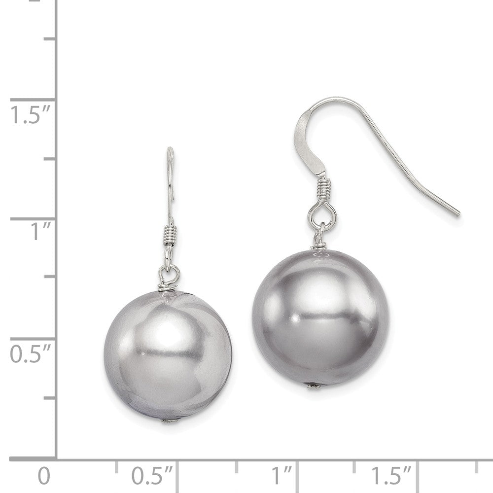 Quality Gold Sterling Silver Rh-pl 14-15 Grey Shell Pearl Dangle Earrings