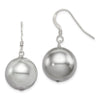 Quality Gold Sterling Silver Rh-pl 14-15 Grey Shell Pearl Dangle Earrings