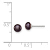 Quality Gold Sterling Silver 5-6mm Black FW Cultured Button Pearl Stud Earrings