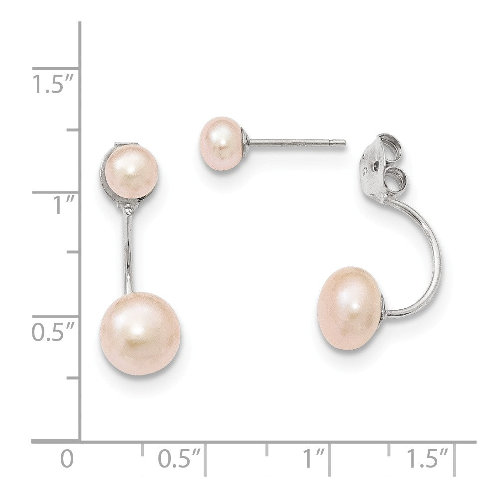 Quality Gold Sterling Silver Pink Freshwater Cutured Pearl Dangle Earrings