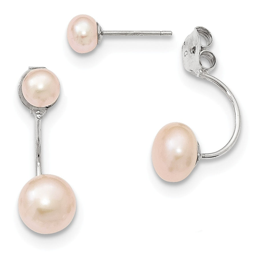 Quality Gold Sterling Silver Pink Freshwater Cutured Pearl Dangle Earrings