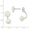 Quality Gold Sterling Silver 8-9mm FWC Button Pearl & MOP Flower Dangle Earrings