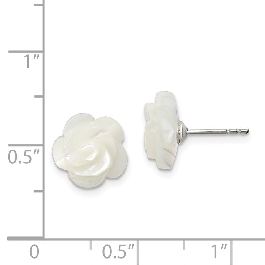 Quality Gold Sterling Silver 10mm White Mother of Pearl Flower Post Stud Earrings