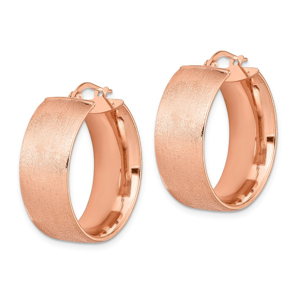 Quality Gold Sterling Silver Rose-plated Textured Hoop Earrings