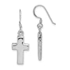 Quality Gold Sterling Silver Rhodium-plated Polished Cross Dangle Shepherd Hook Earrings