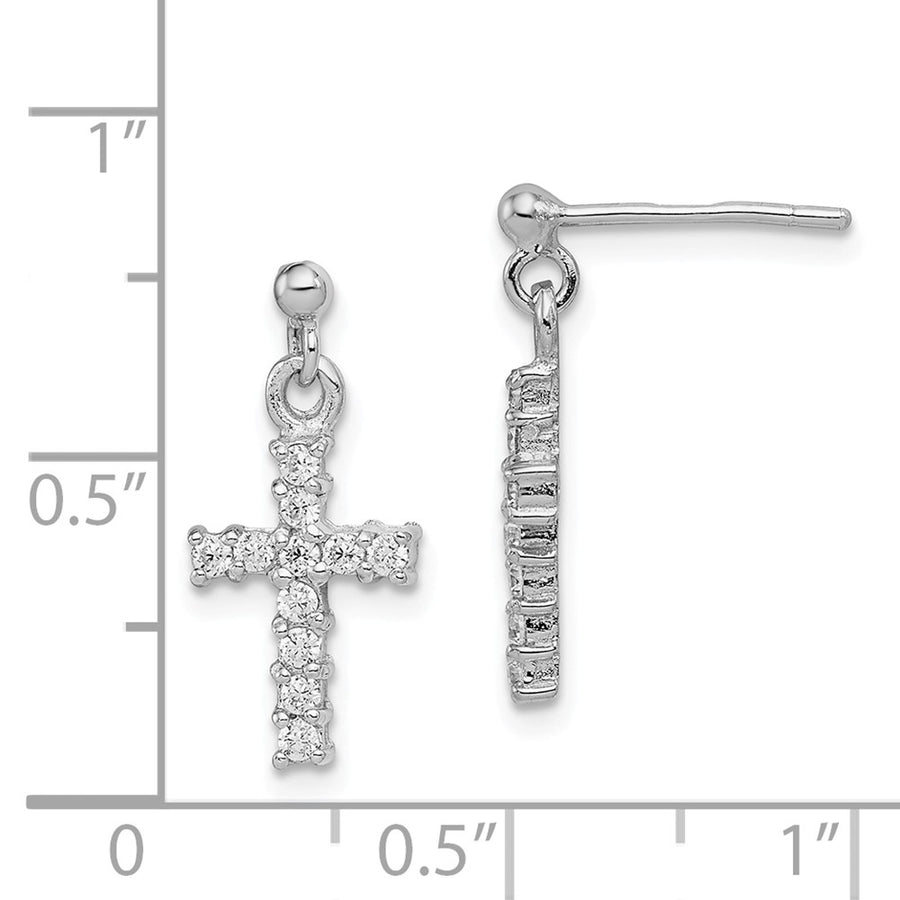 Quality Gold Sterling Silver Rhodium-plated CZ Cross Post Dangle Earrings