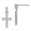 Quality Gold Sterling Silver Rhodium-plated CZ Cross Post Dangle Earrings