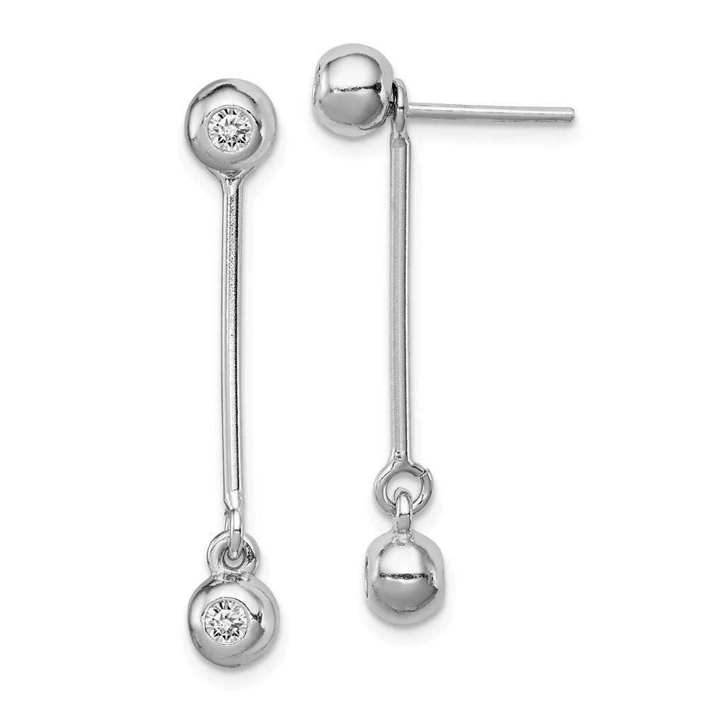 Quality Gold Sterling Silver Rhodium-plated Post & Dangle CZ Ball Front & Back Earrings