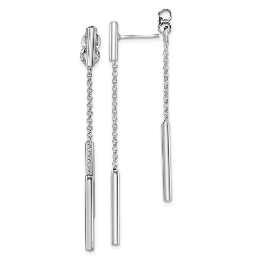 Quality Gold Sterling Silver Rhodium-plated Bar & Chain Front & Back Dangle Post Earring