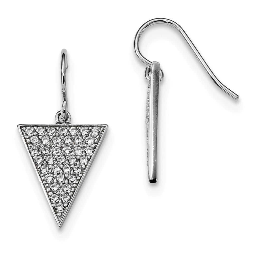 Quality Gold Sterling Silver Rhodium-plated CZ Triangle Dangle Earrings