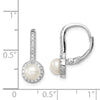 Quality Gold Sterling Silver RH 5-6mm Button FWC Pearl CZ Dangle Earrings