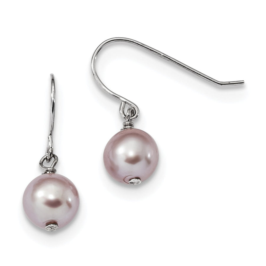 Quality Gold Sterling Silver RH 7-8mm Purple FWC Pearl Dangle Earrings