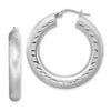 Quality Gold Sterling Silver Rhodium-plated Polished & Satin Hoop Earrings