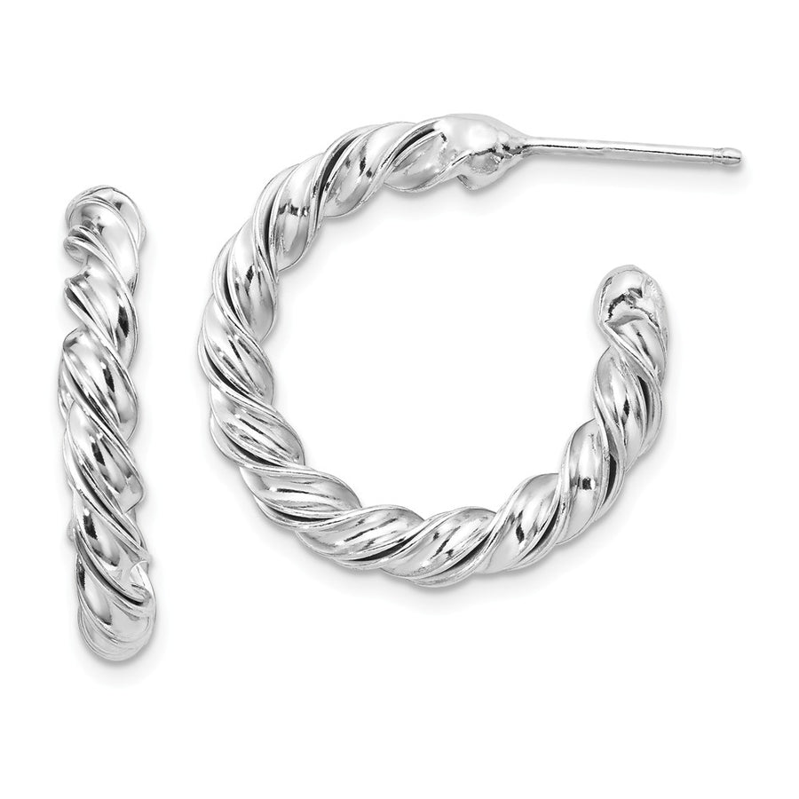 Quality Gold Sterling Silver Rhodium-plated Polished Twisted Post Hoop Earrings