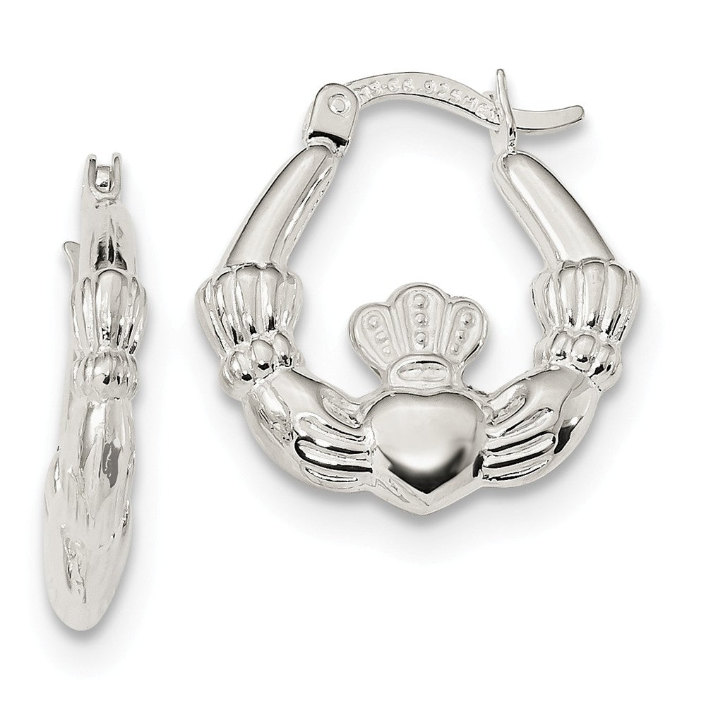 Quality Gold Sterling Silver Claddagh Hoop Earrings