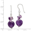 Quality Gold Sterling Silver Amethyst Heart Dangle Earrings