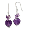 Quality Gold Sterling Silver Amethyst Heart Dangle Earrings