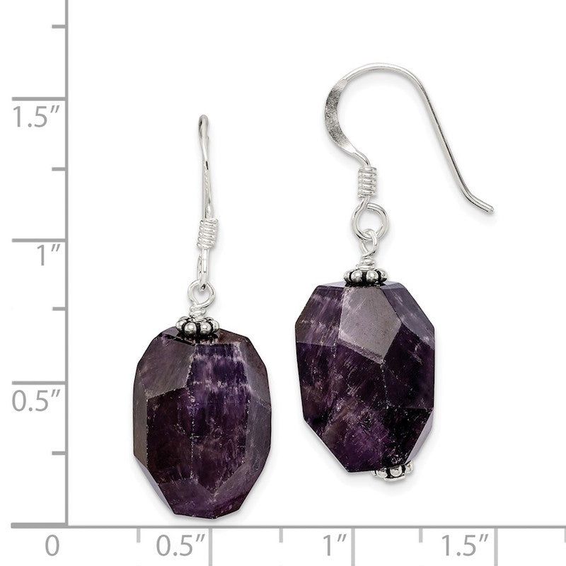 Quality Gold Sterling Silver Amethyst Stone Dangle Earrings