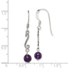 Quality Gold Sterling Silver Amethyst Antiqued Dangle Earrings