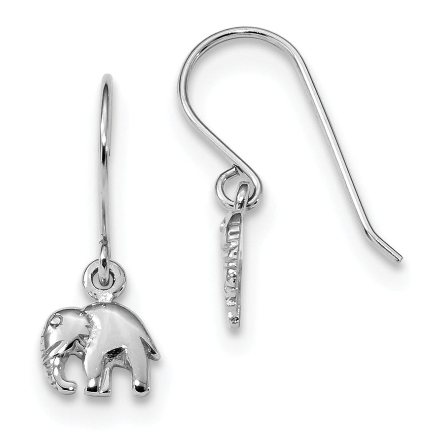 Quality Gold Sterling Silver Rhodium-plated Polished Elephant Dangle Earrings