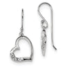 Quality Gold Sterling Silver Rhodium-plated CZ Heart Dangle Earrings