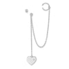 Quality Gold Sterling Silver Rhodium-plated CZ Heart Dangle Cuff & Post Earrings