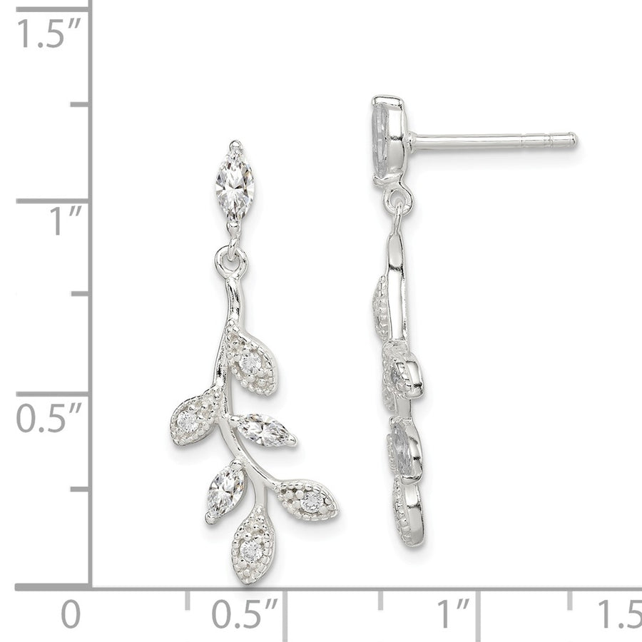 Quality Gold Sterling Silver CZ Leaf Dangle Post Earrings