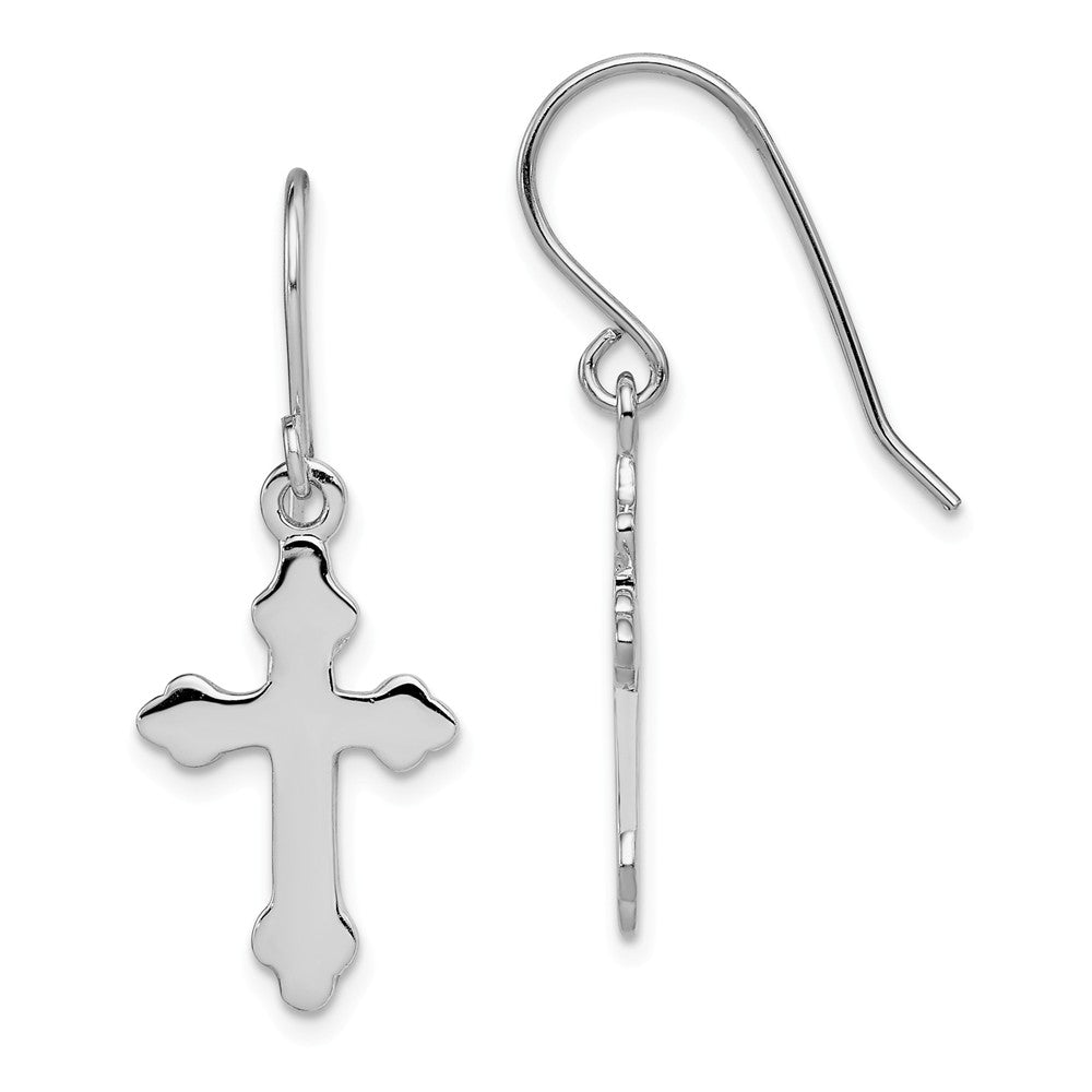 Quality Gold Sterling Silver Rhodium-plated Cross Dangle Shepherd Hook Earrings