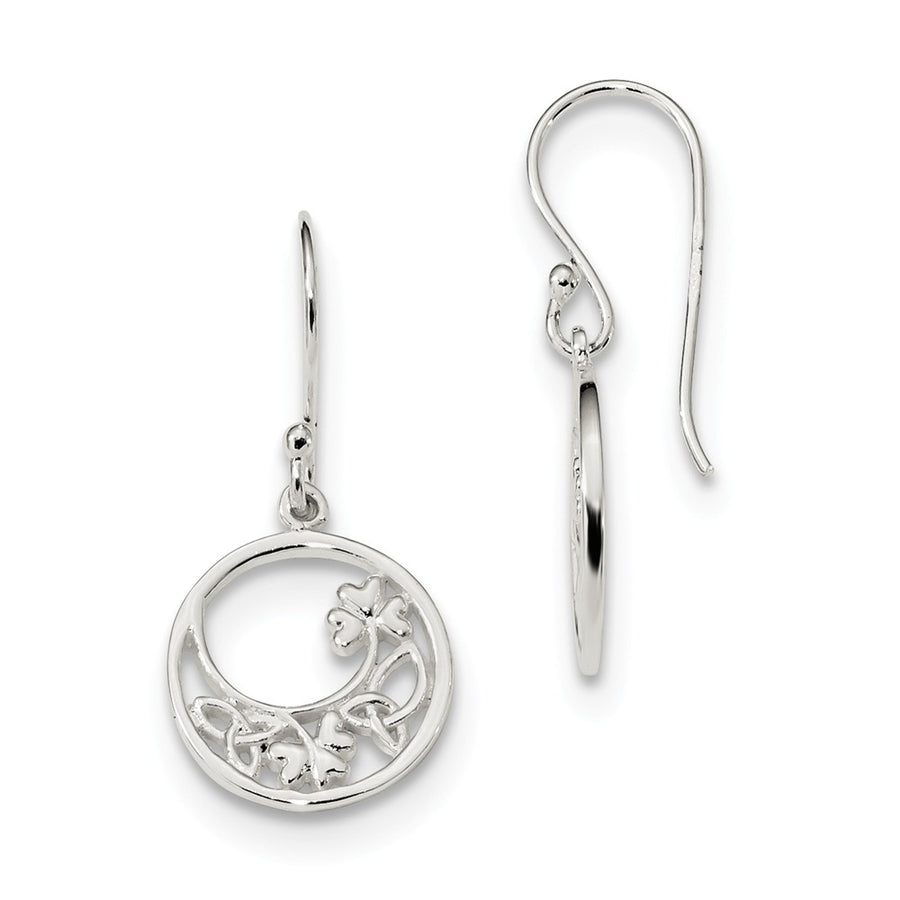 Quality Gold Sterling Silver Circle Clover & Celtic Knot Dangle Earrings