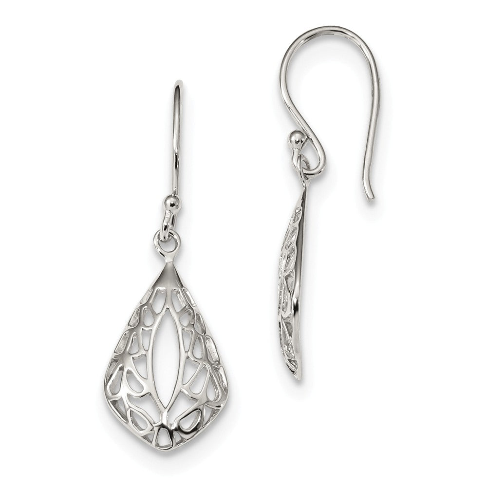 Quality Gold Sterling Silver Filigree Teardrop Dangle Shepherd Hook Earrings