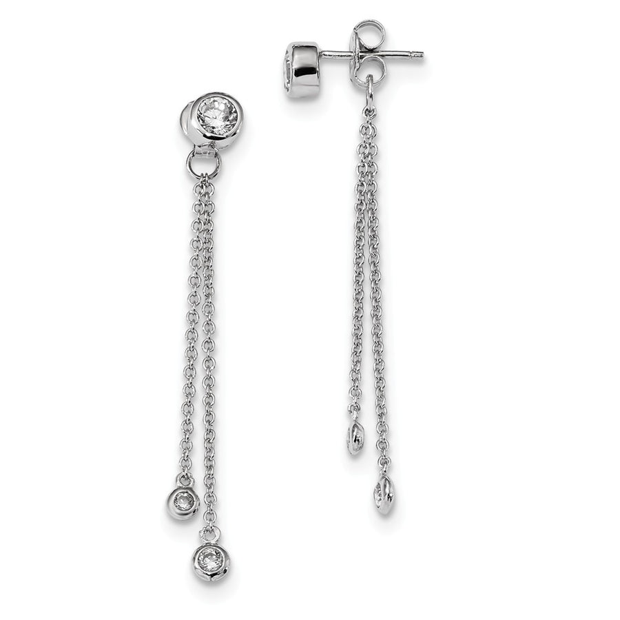 Quality Gold Sterling Silver Rhodium-plated CZ Front & Back Dangle Chain Post Earrings