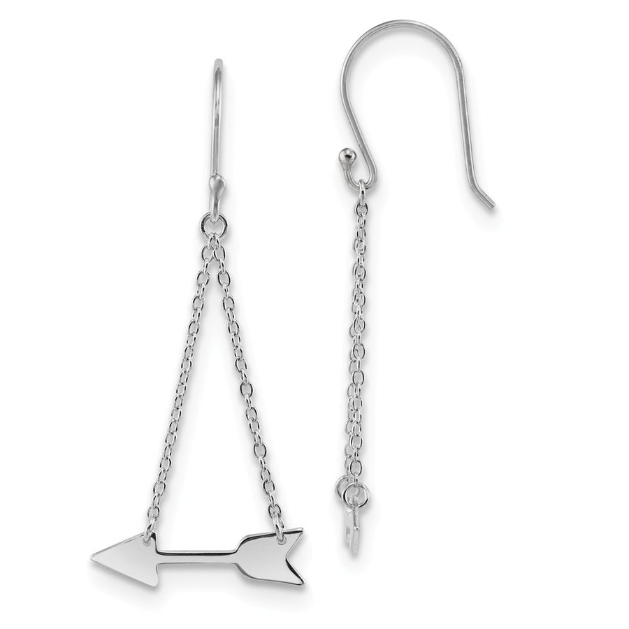 Quality Gold Sterling Silver Rhodium-plated Double Chain Arrow Dangle Earrings