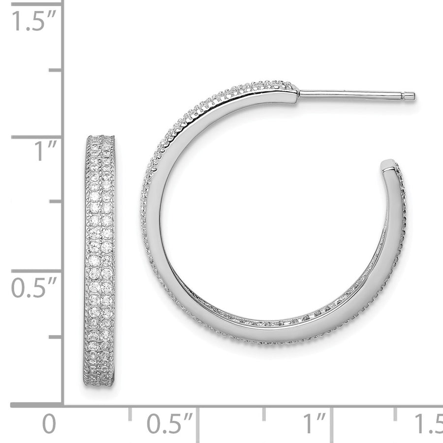 Quality Gold Sterling Silver Rhodium-plated CZ 20x3mm C-Hoop Earrings