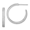 Quality Gold Sterling Silver Rhodium-plated CZ 20x3mm C-Hoop Earrings