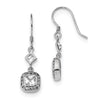 Quality Gold Sterling Silver Rhodium-plated CZ Square Halo Dangle Earrings