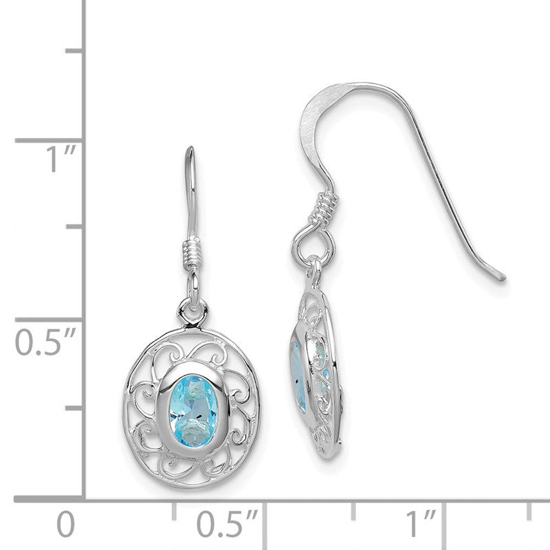 Quality Gold Sterling Silver Blue Topaz Fancy Dangle Earrings